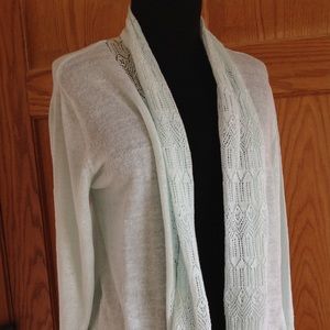 Pastel blue 3/4 sleeves knit cardigan euc